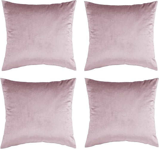 GIGIZAZA Decorative Throw Pillow Covers 16 x 16, Black Soft Pillow Covers Velvet,Set of 4 Decor Square Cushion Covers