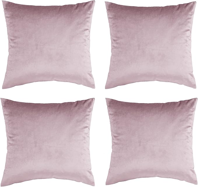 GIGIZAZA Velvet Blush Pink Throw Pillow Covers Decorative Cushion Covers Pillow Cases Sham for Sofa Couch (20x20inch(50x50cm)-4pcs, Blush Pink)