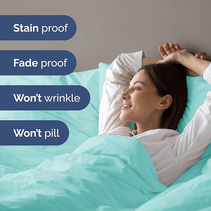 Duvet Cover Full Size Set - Extra Soft Full Size Duvet Cover 80 x 90 with 2 Pillow Shams - Hotel Luxury Easy Care and Fade Free with Zipper Closures & Ties - Comfy Breathable Bedding Set (Spa Blue)