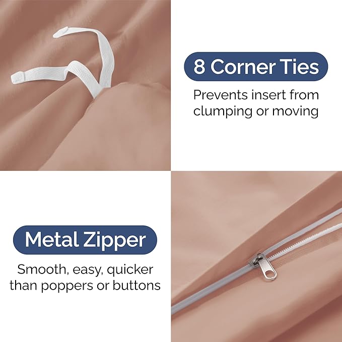 Duvet Cover Full Size Set - Extra Soft Full Size Duvet Cover 80 x 90 with 2 Pillow Shams - Hotel Luxury Quality Easy Care and Fade Free w/Zipper Closures & Ties - Comfy Breathable Bedding Set (Mauve)