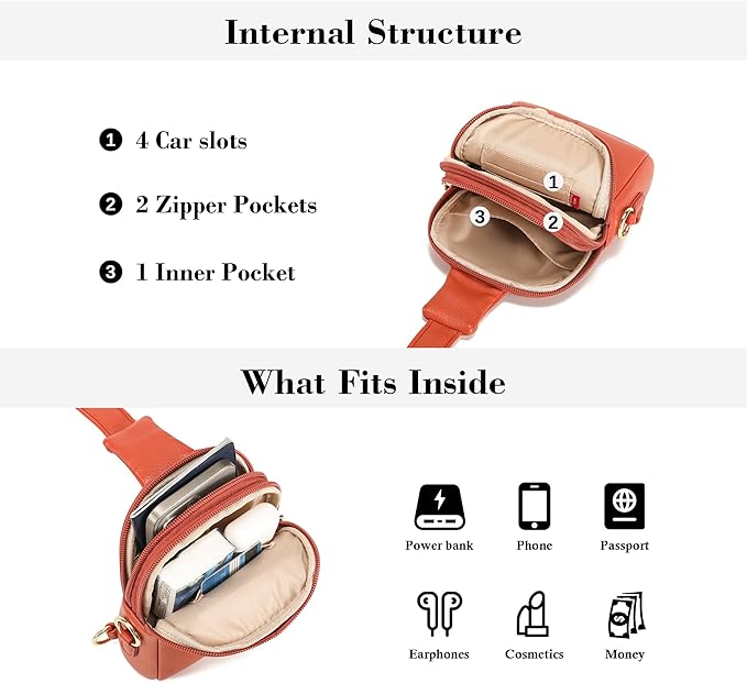 INICAT Travel Small Sling Bag Leather Crossbody Bags for Women Fanny Packs Cross Body Bag for Woman Cross Body Purses