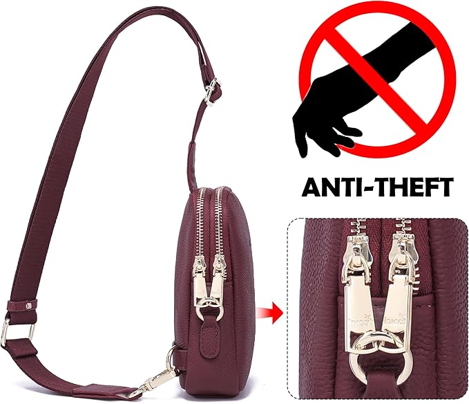 INICAT Travel Small Sling Bag Leather Crossbody Bags for Women Fanny Packs Cross Body Bag for Woman Cross Body Purses