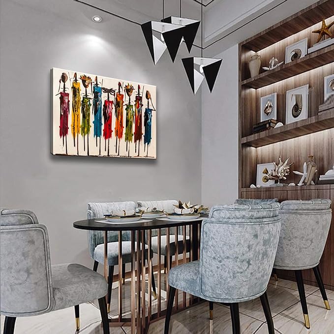 Biuteawal African American Wall Art Indian Woman Decor Photo Paintings Abstract Decorative Artwork for Home Bedroom Bathroom Framed Ready to Hang