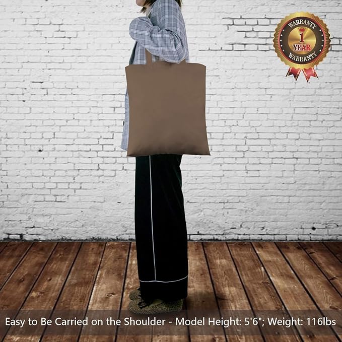 TOPDesign 24-Pack Economical 16"x15" Brown Cotton Tote Bag, Lightweight Medium Reusable Grocery Shopping Cloth Bags, Suitable for DIY, Advertising, Promotion, Gift, Activity