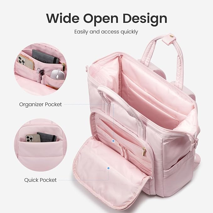 LOVEVOOK Laptop Backpack Women 15.6 inch,Lightweight Puffer Travel Backpacks for Women,Quilted Laptop Bag Computer Work Teacher Nurse Backpack,Womens Backpack Purse Daypack for College Business,Pink