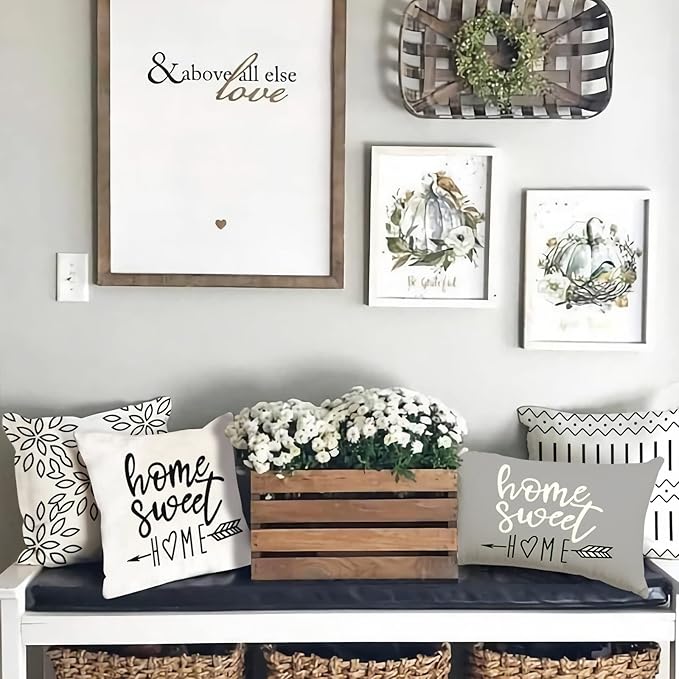 YCOLL Pillow Covers 20x20 Set of 4, Modern Sofa Throw Pillow Cover, Decorative Outdoor Linen Fabric Pillow Case for Couch Bed Car, Cream