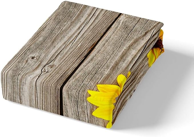 Sunflower Duvet Cover Botanical Floral Printed Bedding Set for Kids Women Adults Yellow Blossom Flowers Comforter Cover Wooden Scenes Bedspread Cover Bedroom Collection 3Pcs Full Size…