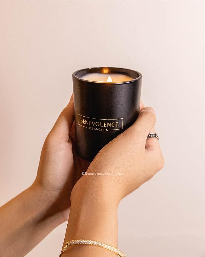 Benevolence LA Clearance Candles Rose & Sandalwood Scented Candle | Soy Candles, Black Candle for Home | Gifts for Women and Men | Home Fragrance | Aromatherapy | 6oz
