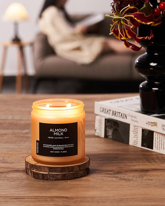 M&SENSE Creamy Vanilla Scented Candle, 11.6oz Clean Non Toxic Home Sweet Scent 70 Hours Burn Time Fragrance Candle for Women Teacher Friends, 2 Wick Natural Soy Wax for Home Decor