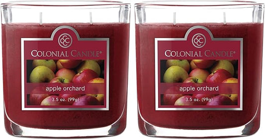 Colonial Candle Apple Orchard Scented Jar Candle, 2 Wick, 3.5 oz, Mottled Wax Candle (Pack of 2)