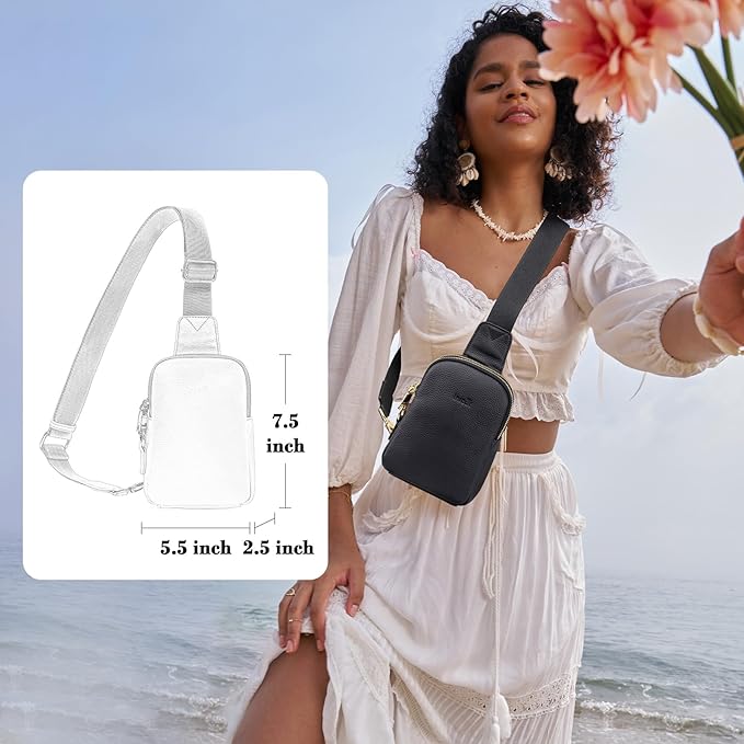 INICAT Travel Small Sling Bag Leather Crossbody Bags for Women Fanny Packs Cross Body Bag for Woman Cross Body Purses