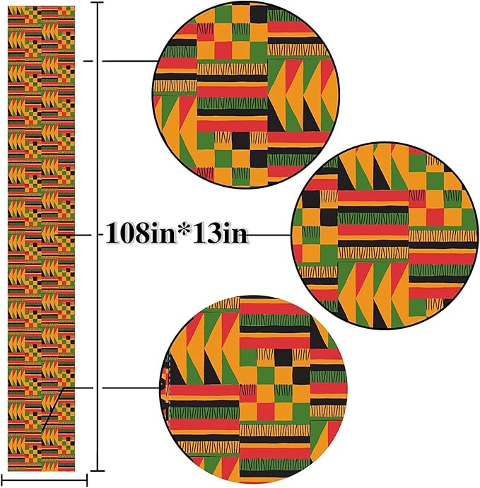 Nepnuser Kwanzaa Table Runner 108 Inches Long for Afro African American National Holiday Party Decoration Home Kitchen Dining Room Decor