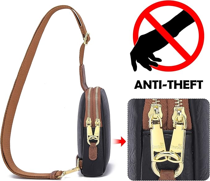 INICAT Travel Small Sling Bag Leather Crossbody Bags for Women Fanny Packs Cross Body Bag for Woman Cross Body Purses