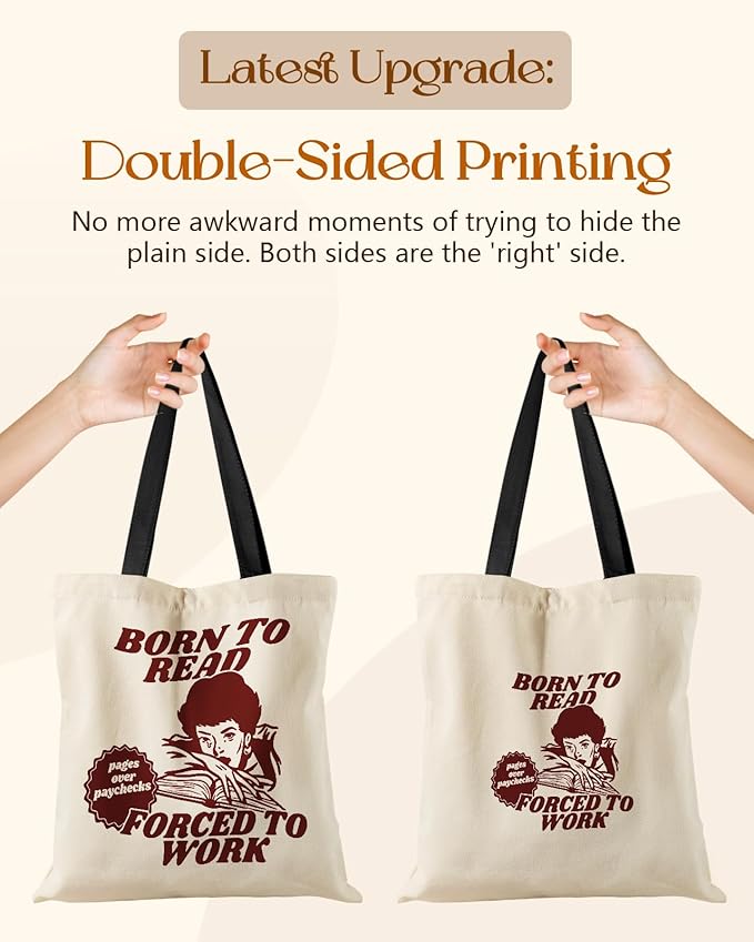 Aesthetic Tote Bag for Girls - with Magnetic Buckle and Zipper Inner Pocket for Women Lady Canvas Cotton Tote Bag