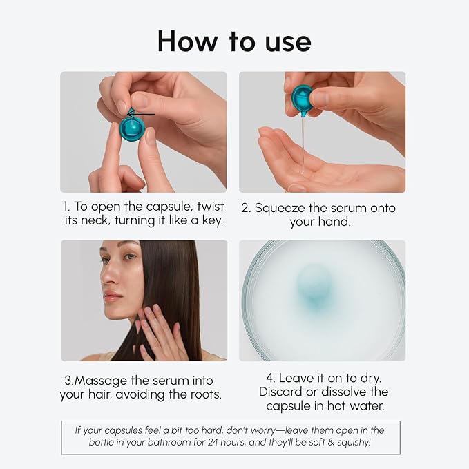 MAREE Hair Oil for Frizzy - Hair Vitamins A, E & B Keratin Styling Capsules with Jojoba & Argan Oil - Anti Frizz Serum for Women - Frizzy, Damaged, Dry and Curly - Sérum Gotas & Aceite Para el Cabello