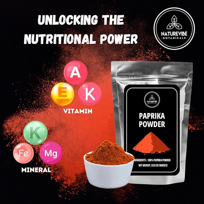 Paprika Powder 2lb by Naturevibe Botanicals | Red Paprika Ground Seasoning | Great for Garnishing (32 Ounces)