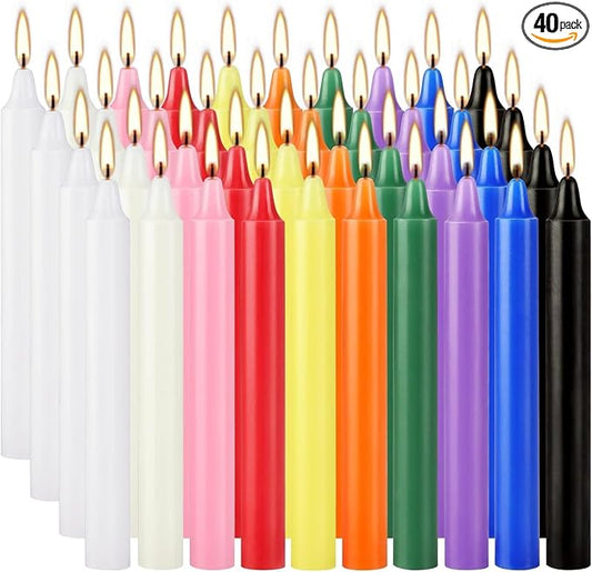 40 Pack Mini Taper Spell Candle-4 Inch Multi-Colored Candle Sticks-for Home Decor Kitchen Decor Wedding Decoration-10 Colours