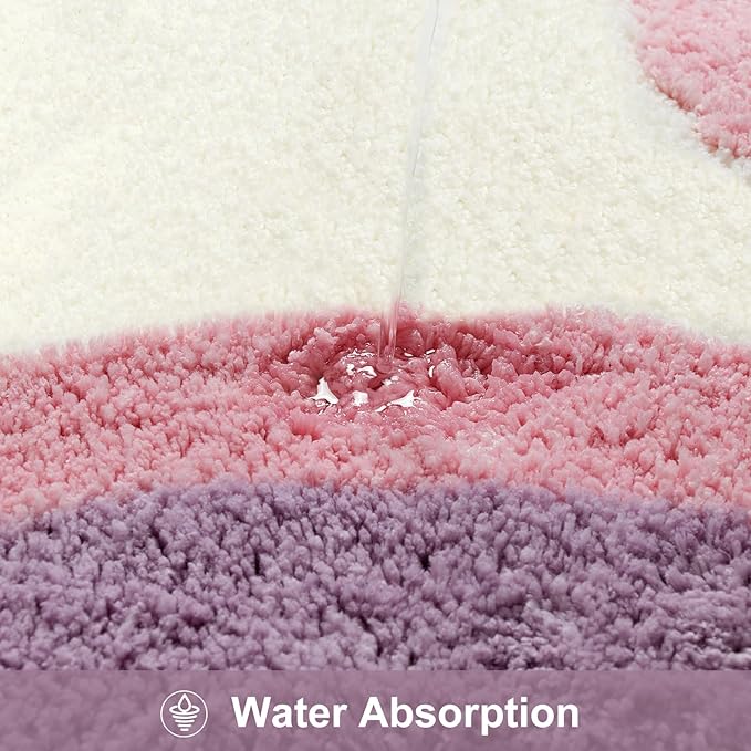 HAOCOO Luxury Soft Scalloped Runner Rug, 24x59 Inch Irregular Shape Non-Slip Bathmat, Microfiber Absorbent Washable Rugs for Bathroom Floor Bedside Sink Tub Shower