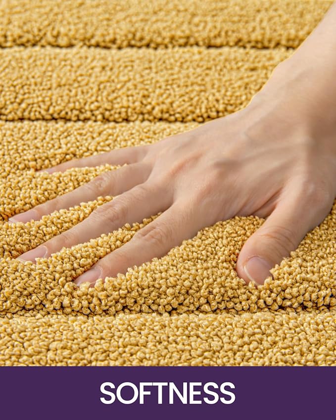 DEXI Bathroom Rug 32x20, Non Slip Washable Bath Mat for Shower Floor, Absorbent Soft Bathmat with Rubber Backing, Quick Dry Microfiber Carpet, Yellow