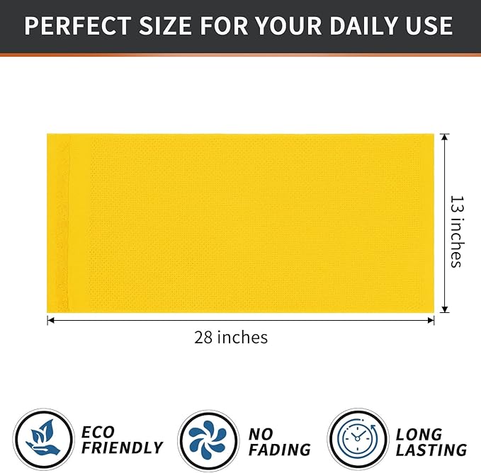 Homaxy 100% Cotton Waffle Weave Kitchen Towels, 13 x 28 Inches Super Absorbent and Machine Washable Dish Towels for Drying Dishes, 4-Packs, Yellow