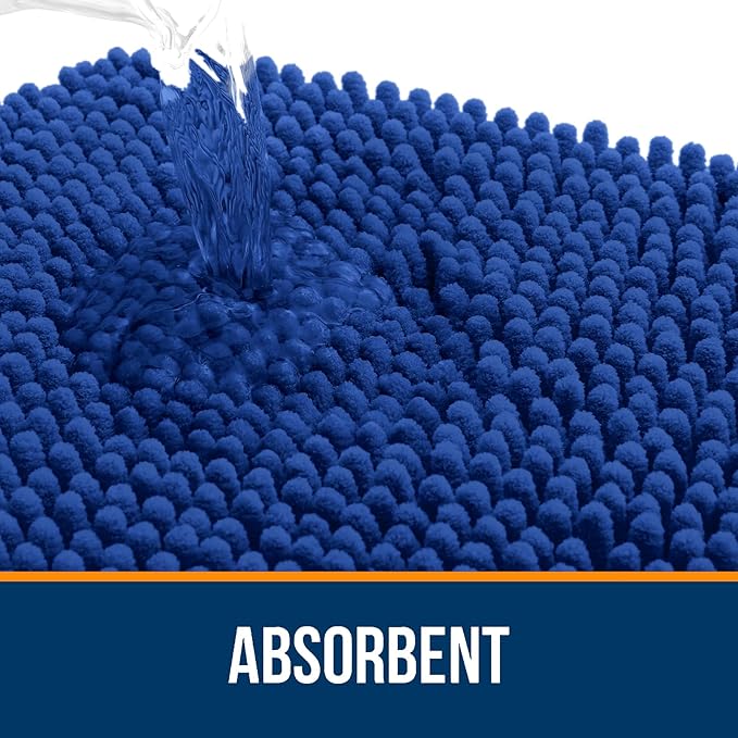 OLANLY Bathroom Rugs 59x24, Extra Soft Absorbent Chenille Bath Rugs, Rubber Backing Quick Dry, Machine Washable Bath Mats for Bathroom Floor, Tub and Shower, Home Decor Accessories, Royal Blue