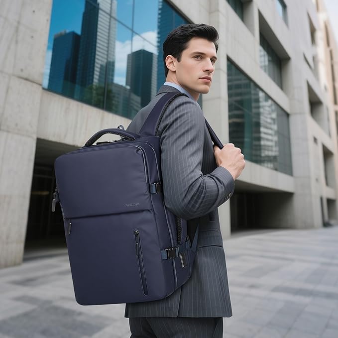 Business Travel Carry on Backpack, Lay Flat Luggage Style Bag with USB C & A, 16-inch Suitcase Capacity, Airline Approved, Gray