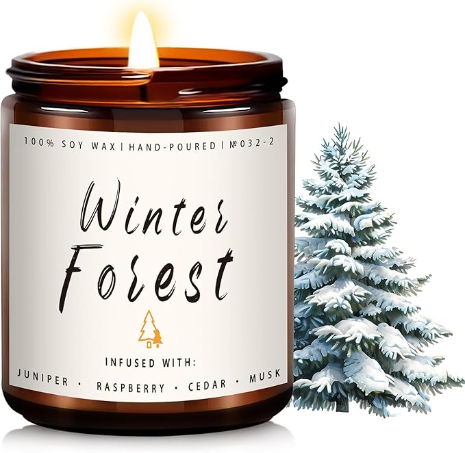 Winter Forest Candle - Holiday Scented Soy Candle for Home - Christmas Gifts for Women