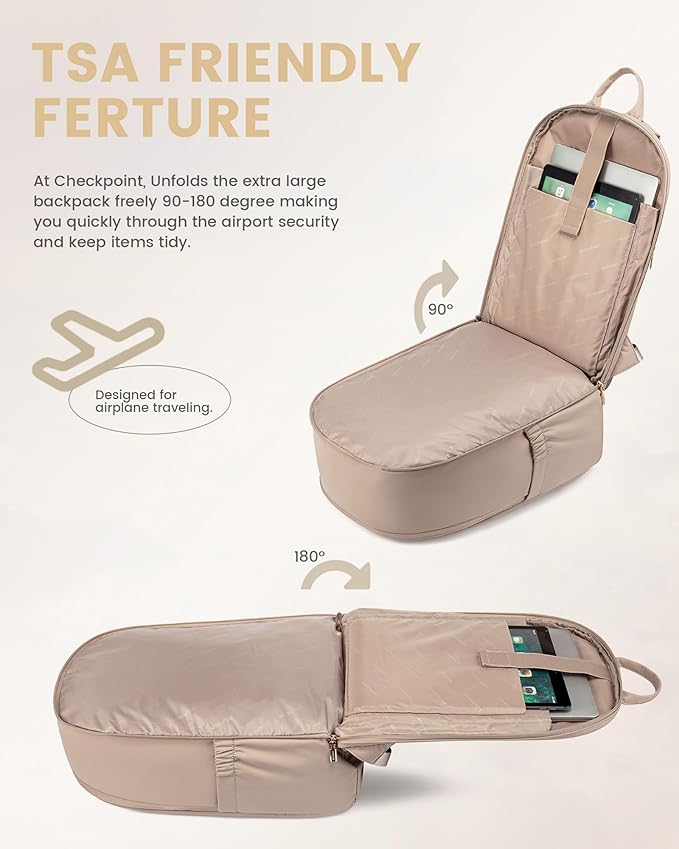 LOVEVOOK Laptop Backpack for Women, 17.3 Inch Work Backpack Purse, Large Capacity Casual Daypack, Business Computer Backpack, Travel Backpack for Gift, Khaki