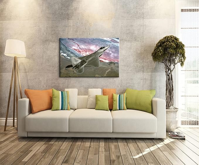 Mistyefly Airplane Decor F-22 Raptor Fighter Jets Poster Aviation Wall Art Plane for Boys Room Military Bedroom (28''Hx40''W) Art-16
