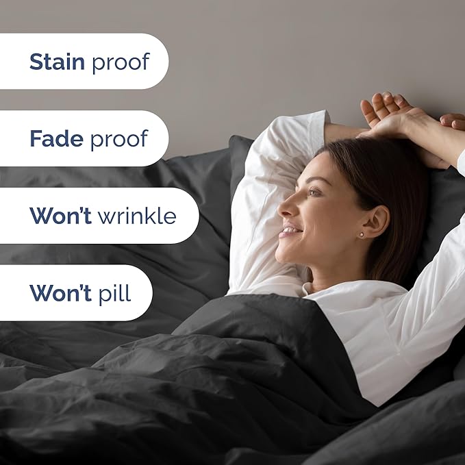 Duvet Cover Cal King Size Set - Extra Soft Cal King Size Duvet Cover 104 x 98 with 2 Pillow Shams - Hotel Luxury Easy Care & Fade Free w/Zipper Closures & Ties - Comfy Breathable Bedding Set (Black)