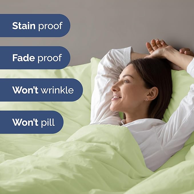 Duvet Cover King Size Set - Extra Soft King Size Duvet Cover 104 x 90 with 2 Pillow Shams - Hotel Luxury Easy Care and Fade Free w/Zipper Closures & Ties - Breathable Bedding Set (Light Sage Green)