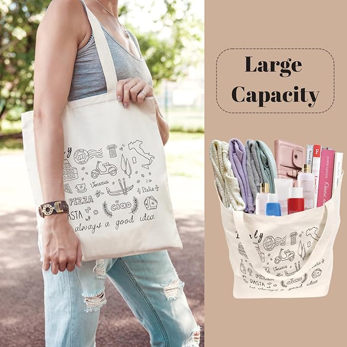 Tote Bag for Women, Canvas Tote Bag with Pockets,Canvas Shopping Bags,Reusable Grocery Bags