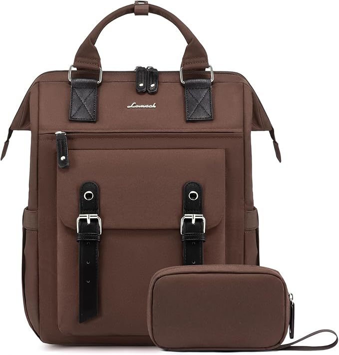 LOVEVOOK Laptop Backpack for Women Work Travel Commuter Backpack Business Computer Bag Teacher Doctor Nurse Bags College Backpack Purse Laptop Bag, 15.6 Inch, Coffee-black
