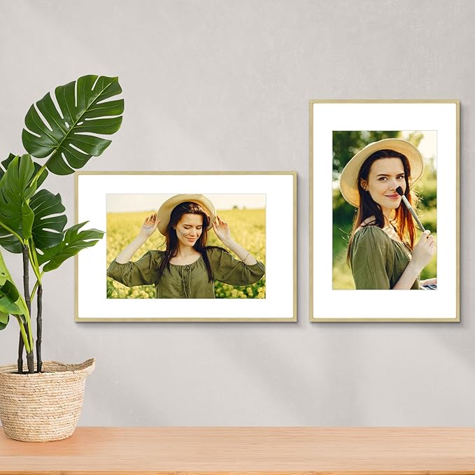 Golden State Art 16x24 Picture Frame 3 Pack - Aluminum Frames with 12x18 Removable Mats & Real Glass, Display 16x24 Posters or 12x18 Photos - Gold Gallery Wall Frames for Home Office Decor