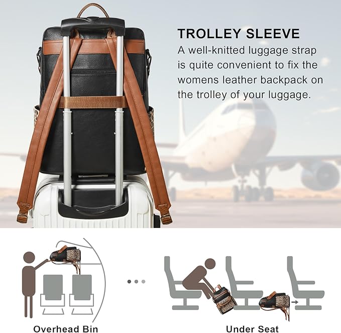 Shrrie 15.6 inch Laptop Backpack for Women,Large Leather Purse,Travel Backpacks Carry on,Water Resistant Casual Laptop Backpacks,College Backpack,Work Backpack for Women,Two-toned Deep Gray