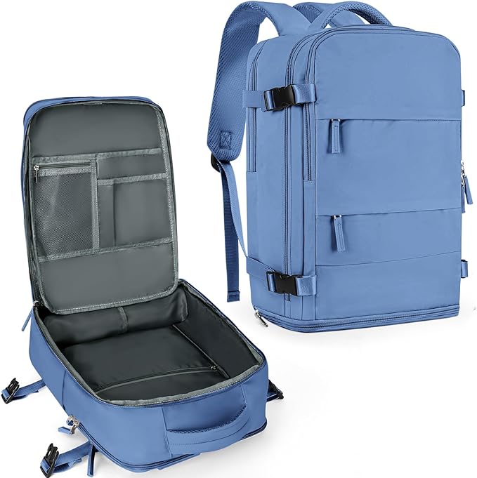 coowoz Travel Backpack for Women Men,Carry On Backpack,Hiking Backpacks Outdoor Sports Rucksack Casual Daypack Travel Essentials Sky Blue