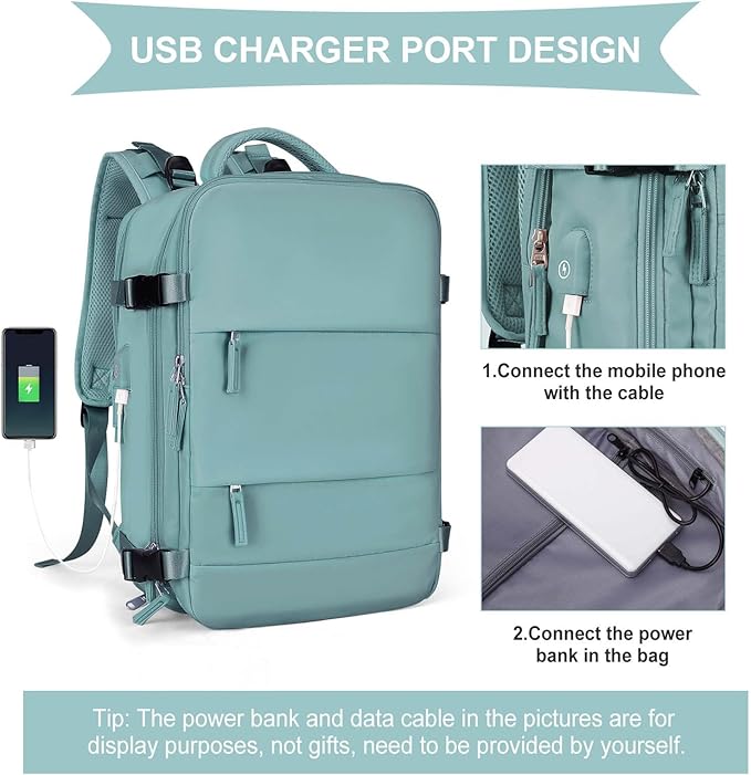 coowoz Travel Backpack For Women Men,Carry On Backpack,Hiking Backpack Waterproof Outdoor Sports Rucksack Casual Daypack Travel Essentials（Blue）