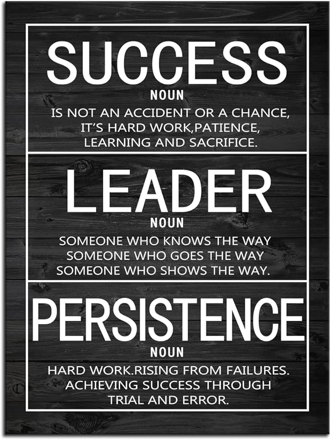 Success Leader Persistence Inspirational Wall Art Motivational Poster Motivation Quotes Canvas Prints Artwork for Office Modern Home Decor Painting Stretched and Framed Ready to Hang [30''Wx 40''H]