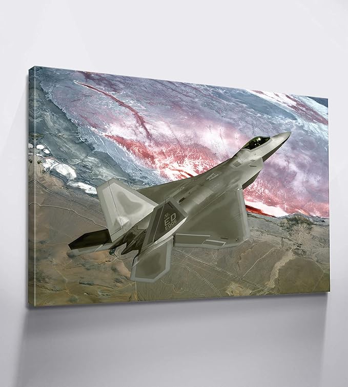 Mistyefly Airplane Decor F-22 Raptor Fighter Jets Poster Aviation Wall Art Plane for Boys Room Military Bedroom (28''Hx40''W) Art-16
