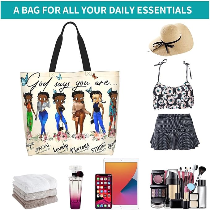 Tote Bag For Women African American Tote Bag Shoulder Handbag Black Queen Women Casual Shoulder Bag ，Premium Quality