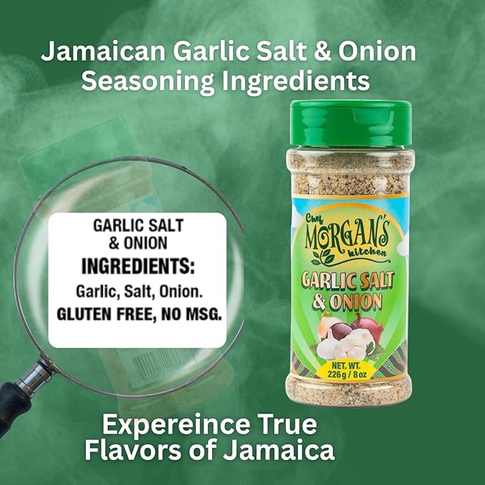 Chef Morgan’s Kitchen Bundle – Jerk Seasoning, All-Purpose Spice & Garlic Onion Salt – Ideal for Grilling, BBQ, Roasting & Everyday Cooking – 3 Pack, 8oz Each