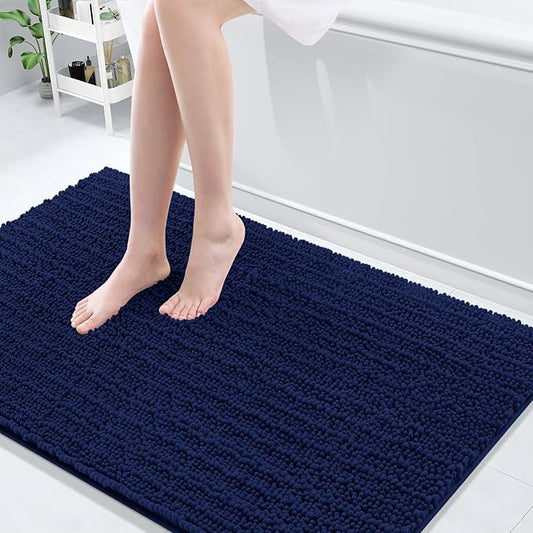 Arotive Luxury Chenille Bathroom Rug Mat, Extra Soft Thick Absorbent Shaggy Bath Rugs, Non-Slip Machine Wash Dry, Plush Bath Mats for Bathroom, Shower and Tub, 50x30, Navy