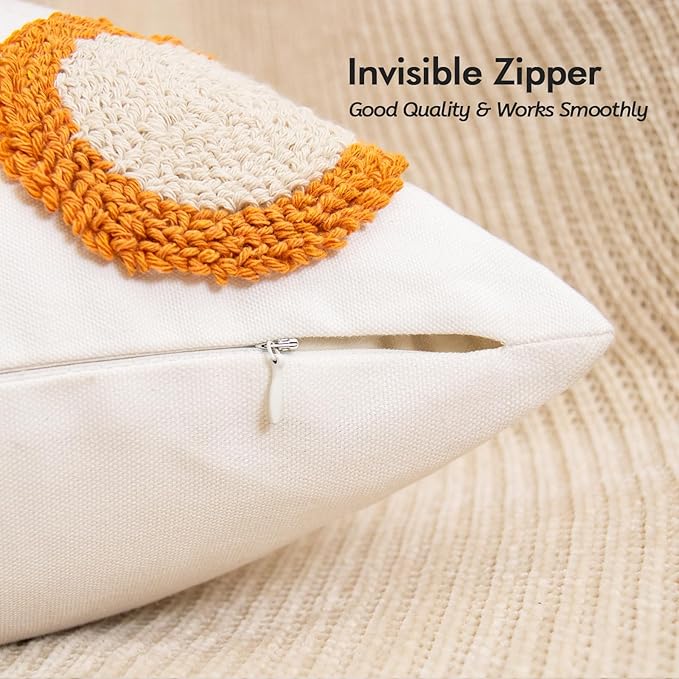 lifein 18x18 Pillow Covers-Throw Pillow Cover,Tufted Boho Jacquard Pillow Covers,Farmhouse Decorative Pillow Cover,Pillow Cases for Gift,Couch,Sofa,Bed,Chair,Living Room,Home Decor(18x18inch)