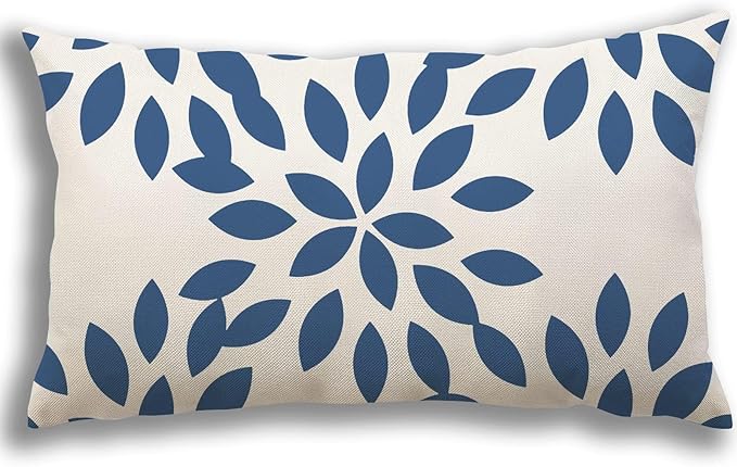 YCOLL Lumbar Pillow Covers 12x20 Set of 4, Modern Sofa Throw Pillow Cover, Decorative Outdoor Linen Fabric Pillow Case for Couch Bed Car, Light Blue