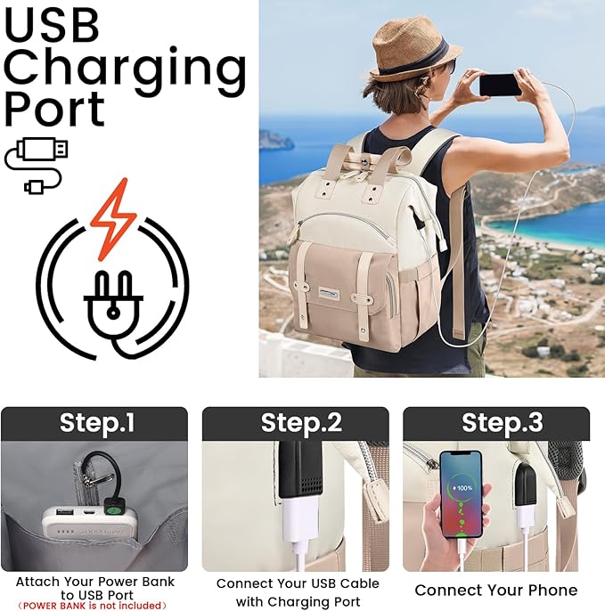 FALANKO Backpack for Women, 15.6 Inch Laptop Backpack with USB Charging Port, Water Resistant Work College Computer Teacher Nurse Doctor Backpack Bookbags Office Business Backpacks