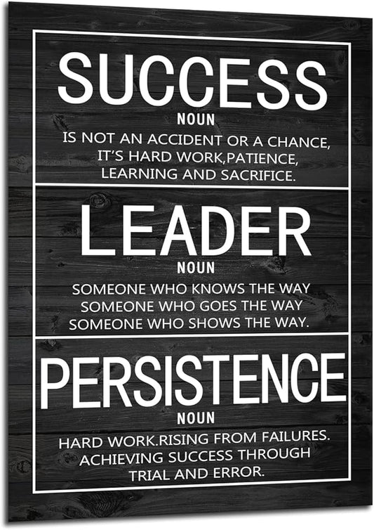 Success Leader Persistence Inspirational Wall Art Motivational Poster Motivation Quotes Canvas Prints Artwork for Office Modern Home Decor Painting Stretched and Framed Ready to Hang [30''Wx 40''H]