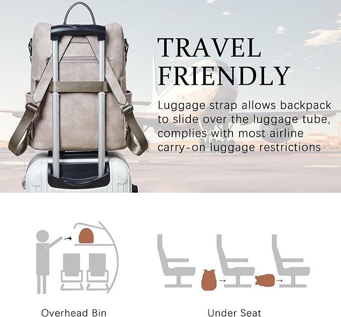 Shrrie Vegan Leather Laptop Backpack for Women 15.6 inch Work Backpack Fashion Travel Backpack Purse for Business College