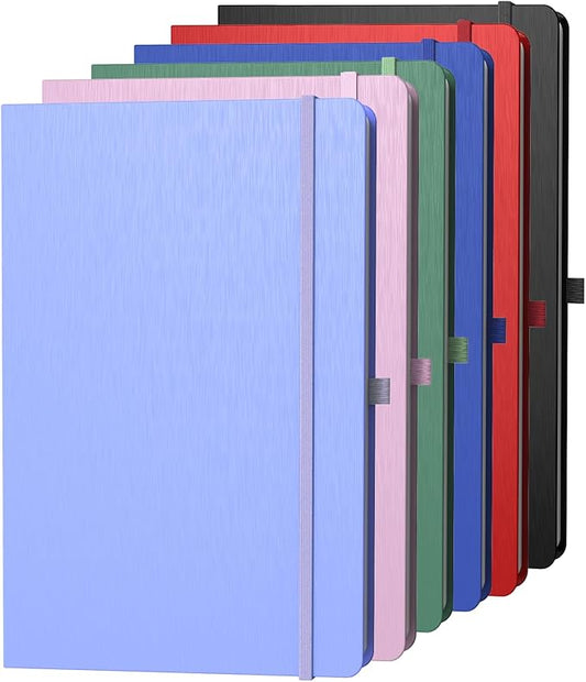 A5 Lined Journal Notebook, 7mm College Ruled Notepad, Journaling for Writing, Work, School, Travel and Note Taking, Hardcover 160 Pages (80 Sheets) 5.79 x 8.3 inches 6 Pack Multicolored