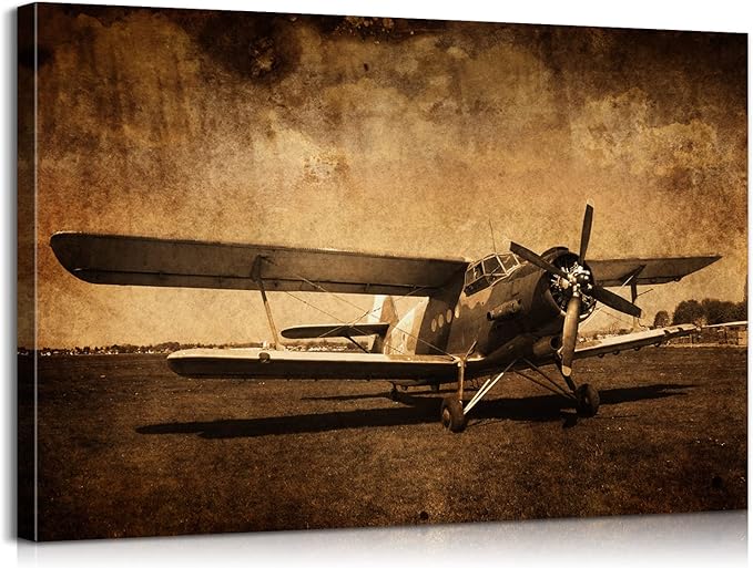 Airplane Decor Vintage Airplane Poster Aviation Art Military Wall Art Aviation Wall Painting Jet Poster Plane Decor for Boys Room (12''Hx18''W)