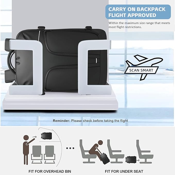 Vacuum Compression Backpack for Travel, 47L Expandable Airback Backpack with Pump, 17 inch Laptop Backpack Luggage Flight Approved with Vacuum Compression System